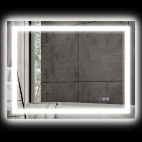 HOMCOM Dimmable Bathroom Mirror with Lights, 35" x 28" Backlit/Front Lit LED Mirror, Anti-Fog, Memory, Infinite Color Temp