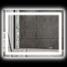 HOMCOM Dimmable Bathroom Mirror with Lights, 39" x 32" Backlit/Front Lit LED Mirror, Anti-Fog, Memory, Infinite Color Temp