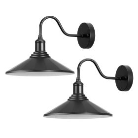 Outdoor Barn Light, 11.5 in Diameter, 2-Pack Farmhouse Gooseneck Light Fixture, Exterior Wall Sconce, with Vintage Style, Anti-Rust