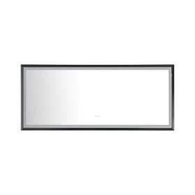 (ONLY FOR PICKUP)  88in. W x 38in. H Oversized Rectangular Black Framed LED Mirror Anti-Fog Dimmable Wall Mount Bathroom Vanity Mirror Wall Mirro