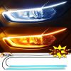 60cm LED DRL Headlight Hood Strip Lights Yellow Sequential Turn Signal Lamp