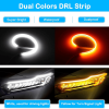 60cm LED DRL Headlight Hood Strip Lights Yellow Sequential Turn Signal Lamp
