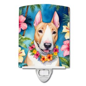 NEW English Bull Terrier Luau Ceramic Night Light Compact, UL-Certified, Ideal for Bedroom, Bathroom, Nursery, Hallway, Kitchen, 6x4x3, Multicolo