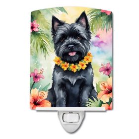 NEW Cairn Terrier Luau Ceramic Night Light Compact, UL-Certified, Ideal for Bedroom, Bathroom, Nursery, Hallway, Kitchen, 6x4x3, Multicolor