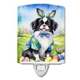 NEW Japanese Chin Easter Egg Hunt Ceramic Night Light Compact, UL-Certified, Ideal for Bedroom, Bathroom, Nursery, Hallway, Kitchen, 6x4x3, Multi