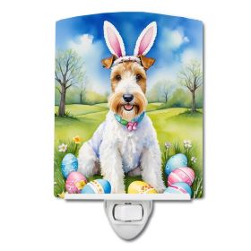 NEW Fox Terrier Easter Egg Hunt Ceramic Night Light Compact, UL-Certified, Ideal for Bedroom, Bathroom, Nursery, Hallway, Kitchen, 6x4x3, Multico