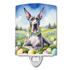 NEW Great Dane Easter Egg Hunt Ceramic Night Light Compact, UL-Certified, Ideal for Bedroom, Bathroom, Nursery, Hallway, Kitchen, 6x4x3, Multicol