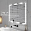 40 x 28 in. Large Rectangular Frameless Wall-Mount Anti-Fog Bluetooth LED Light Bathroom Vanity Mirror