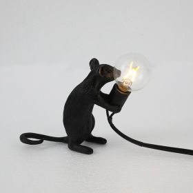 Nordic Creative Resin Mini Animal Mouse Light (Option: Black-Sitting posture-US)