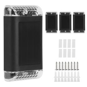 4Pack Solar Powered Wall Sconce Light IP55 Waterproof Rechargeable Optical Sensor Lamp Warm Yellow Lighting Lamp for Outdoor Fence Path Deck Pati (Color: Black, size: One Size)