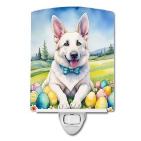 NEW White German Shepherd Easter Egg Hunt Ceramic Night Light Compact, UL-Certified, Ideal for Bedroom, Bathroom, Nursery, Hallway, Kitchen, 6x4x (Default: Default)