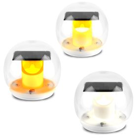 2Pcs Solar Floating Pool Lights Solar Flame Stake Lights IP67 Waterproof Outdoor Globe Ball Lights With 3 Lighting Colors Modes For Pool Garden P (Color: White)