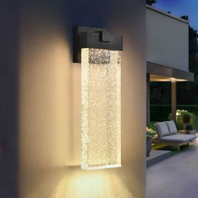 1-pack Modern Outdoor Wall Light Fixture, Weatherproof LED Wall Sconce with Bubble Crystal, Black Finish, Up and Down Lighting for Porch, Patio (Color: as Pic)